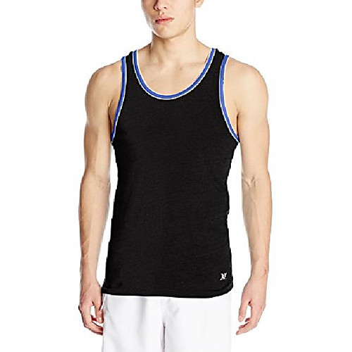 

men's embroidered ringer tank top, aqua, small