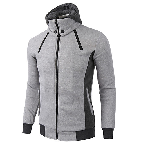 

mens casual fleece hoodie double zipper slim hooded sweatshirt jacket black xx-large