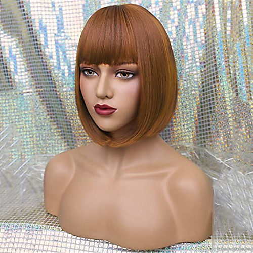 

Wig with bangs Synthetic Hair for White Black Women Cosplay 12 Inch