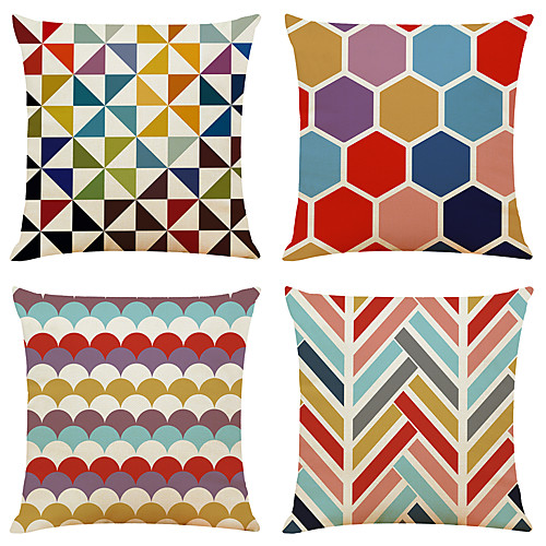 

Cushion Cover 4PC Linen Soft Decorative Square Throw Pillow Cover Cushion Case Pillowcase for Sofa Bedroom 45 x 45 cm (18 x 18 Inch) Superior Quality Machine Washable
