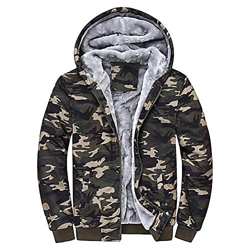

men's camouflage hoodie fleece cashmere winter jacket xxl