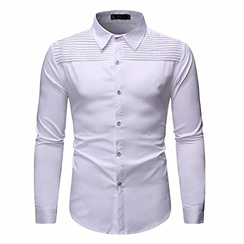 

corriee shirts for men long sleeve slim fit pleated button blouse mens office dress shirt formal tops white