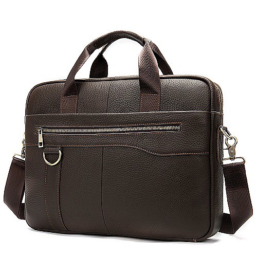 

Men's Bags Cowhide Laptop Bag Briefcase Crossbody Bag Zipper Daily Going out Handbags Chain Bag Coffee