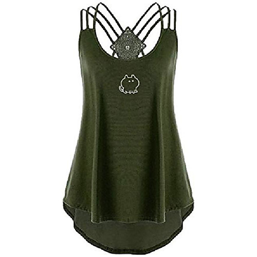 

womens sexy fashion solid tank top plus size back cross tank tops army green xs