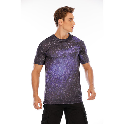 

Men's Graphic optical illusion T-shirt Short Sleeve Daily Tops Basic Round Neck Blue Purple Red