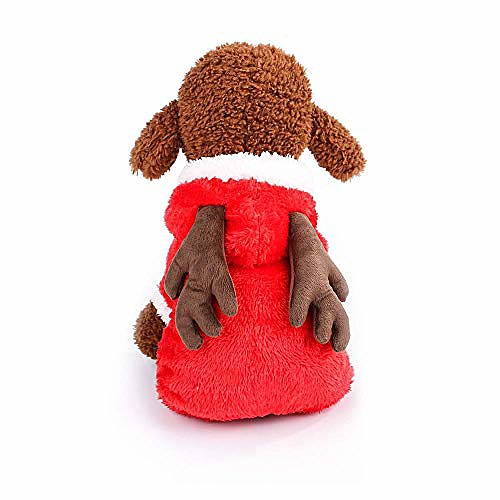 

pet dog christmas costume elk clothes dog sweatshirts halloween moose costume dog puppy hoodie coat jacket clothes soft coral velvet fleece winter warm sweater jumpsuit outfit apparel for dogs cats