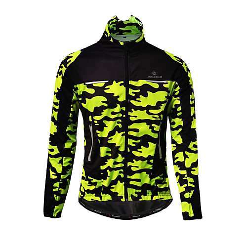 

Malciklo Men's Cycling Jacket Winter Fleece Polyester Bike Jacket Top Thermal Warm Windproof Breathable Sports Patchwork Yellow / Army Green / Camouflage Mountain Bike MTB Clothing Apparel Loose Bike