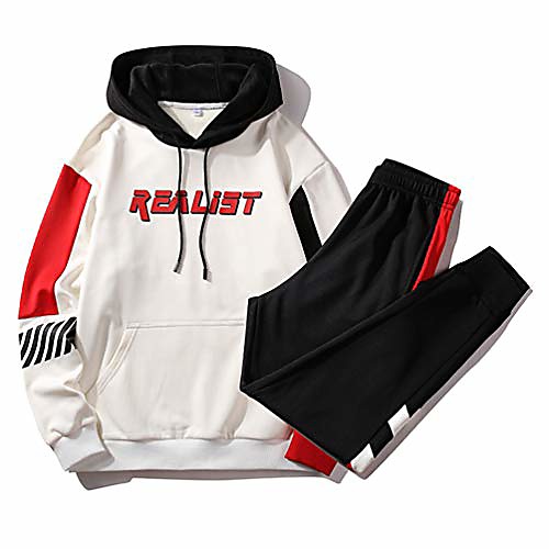 

jogger set tracksuit men sweatshirt sportswear sets hoodiespants sports suit cs1980 white l