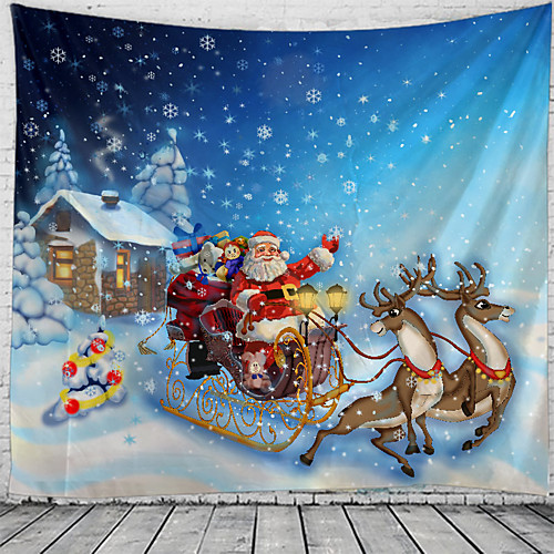 

Christmas Santa Claus Holiday Party Wall Tapestry Art Decor Blanket Curtain Picnic Tablecloth Hanging Home Bedroom Living Room Dorm Decoration Christmas Tree Santa Elk Sleigh