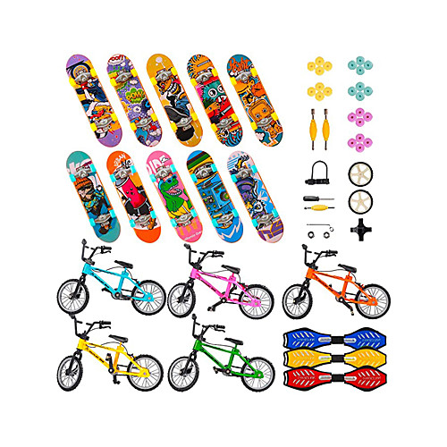 

53 pcs Finger skateboards Mini fingerboards Finger bikes Finger Toys Plastics Alloy Office Desk Toys with Replacement Wheels and Tools Party Favors Kid's Adults All Party Favors for Kid's Gifts