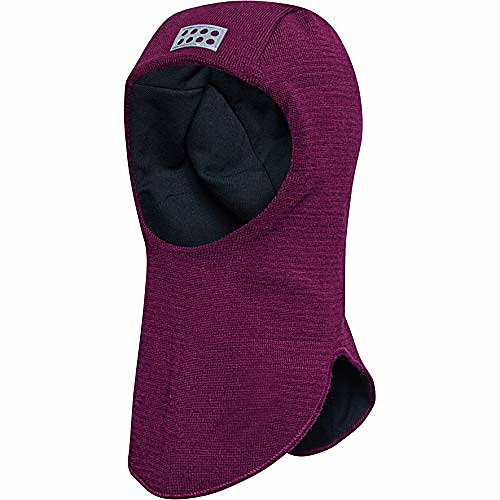 

kids & baby wool knit balaclava/ full-face mask with wind stopper membrane and reflective detail, bordeaux, m/l (8-11 yr)