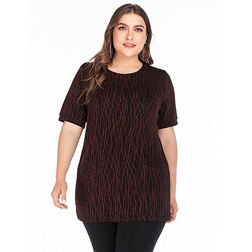 

Women's Tunic Plain V Neck Tops Streetwear Basic Top Black Red