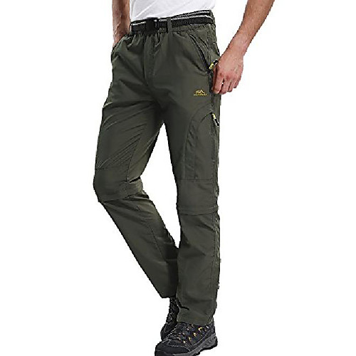 

mens hiking pants adventure quick dry convertible lightweight zip off fishing travel mountain trousers #m6601 army green-2xl 35-36