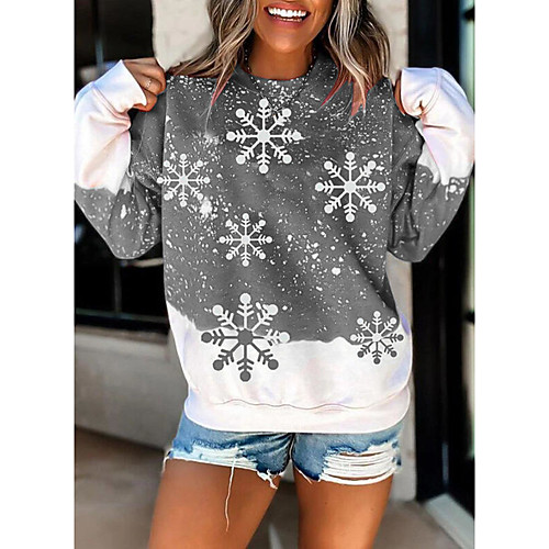 

Women's Pullover Sweatshirt Graphic Christmas Casual Hoodies Sweatshirts Loose Red Gray