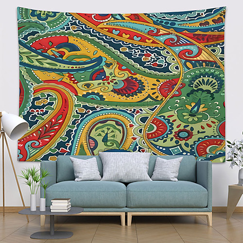 

Wall Tapestry Art Decor Blanket Curtain Hanging Home Bedroom Living Room Decoration Polyester Paisley Flower Floral Abstract