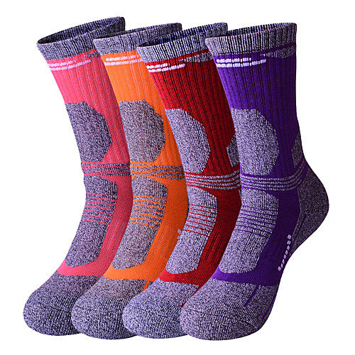 

R-BAO Women's Hiking Socks Ski Socks 1 Pair Winter Outdoor Warm Breathable Sweat wicking Comfortable Socks Chinlon Elastane Purple Red Pink for Ski / Snowboard Fishing Climbing / Cotton