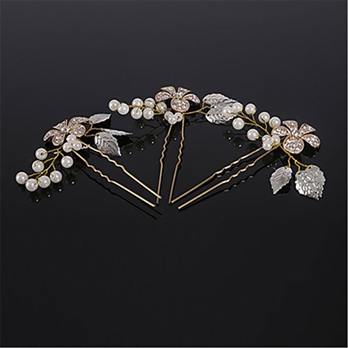 

Imitation Pearl / Rhinestone / Alloy Headpiece / Hair Pin with Rhinestone / Imitation Pearl 3 Pieces Wedding Headpiece