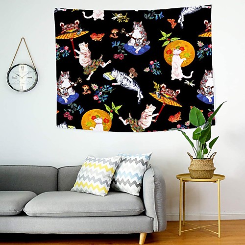

Wall Tapestry Art Decor Blanket Curtain Picnic Tablecloth Hanging Home Bedroom Living Room Dorm Decoration Polyester Cat Pattern