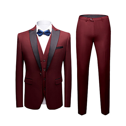 

Tuxedos Standard Fit Peak Single Breasted One-button Polyester Solid Colored