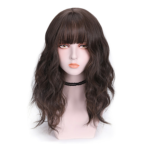 

Synthetic Wig Curly With Bangs Wig Medium Length Brown Pink Blue Black Synthetic Hair 16 inch Women's Cool Fluffy Blue Pink