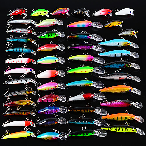 

48 pcs Lure kit Fishing Lures Minnow Crank Lure Packs Bass Trout Pike Bait Casting