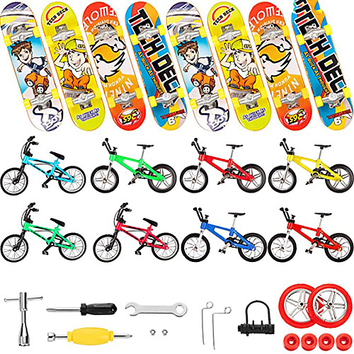 

31 pcs Finger skateboards Mini fingerboards Finger bikes Finger Toys Plastics Alloy Office Desk Toys with Replacement Wheels and Tools Party Favors Kid's Adults All Party Favors for Kid's Gifts