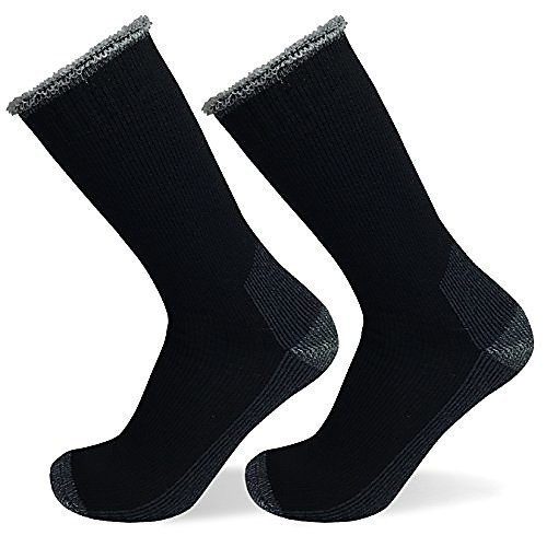 

well knitting 2pairs mens heavy duty merino wool blend outdoor working hiking socks (black 11-14)