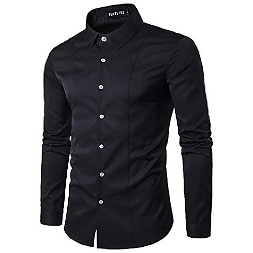 

mens slim fit long sleeve dress shirt b405-black-m-xy