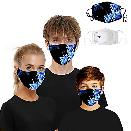 

floral print face bandanas with 2 activated carbon filter outdoor breathable washable reusable full face protection