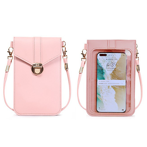 

Women's Bags PU Leather Waterproof Mobile Phone Bag Crossbody Bag Transparent Daily Going out 2021 Wine Black Blushing Pink Dusty Rose