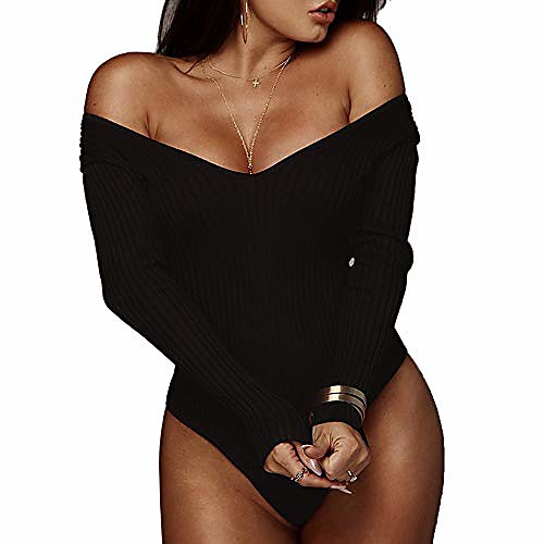 

women button down long sleeve bodysuit half turtleneck stretchy bodycon tops leotard jumpsuits (black2, m)