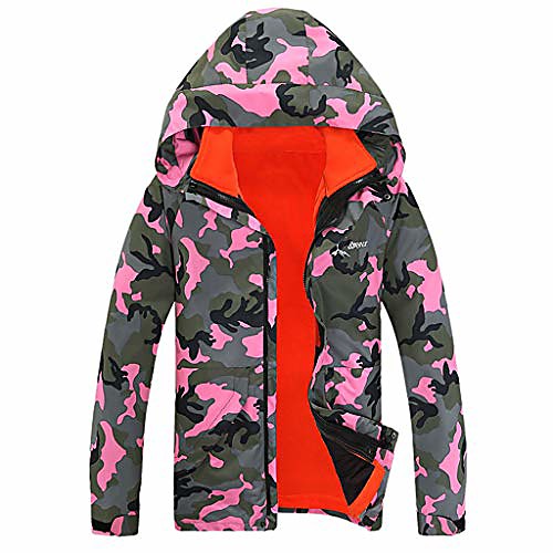 

windproof rain tactical jacket,couple casual autumn winter long sleeve hooded zipper fleece outdoor jacket pink