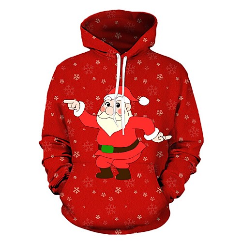 

Men's Pullover Hoodie Sweatshirt Cartoon 3D Ugly Christmas Christmas 3D Print Casual Christmas Hoodies Sweatshirts Red