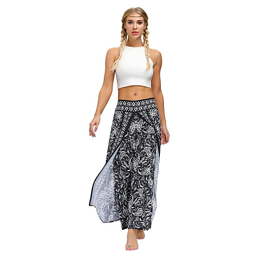 

Women's Yoga Boho Comfort Plus Size Loose Gym Yoga Harem Pants Pants Pattern Full Length Print High Waist Black Light gray Dark Gray