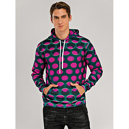 

Men's Hoodie Sweatshirt Hoodie Geometric 3D Street Plus Size Basic Casual / Daily Hoodies Sweatshirts Purple Red Blue