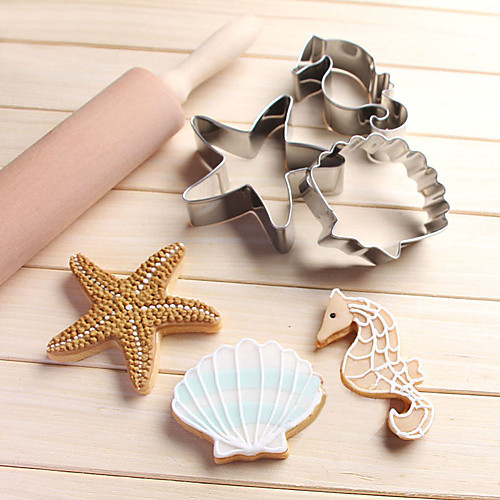 

3pcs Ocean Cookies Cutter Starfish Hippocampus Sea Shell Stainless Steel Biscuit Cake Mold Metal Kitchen Fondant Baking Tool