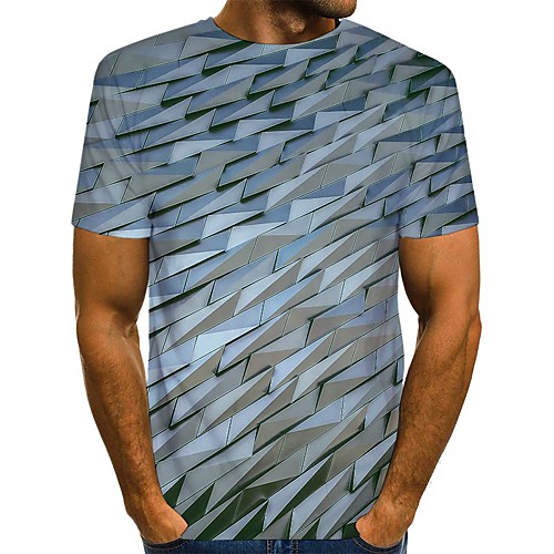 

Men's T shirt 3D Print Graphic Print Short Sleeve Daily Tops Streetwear Blue
