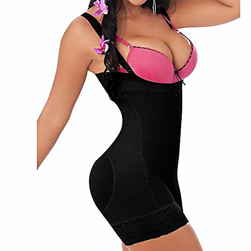 

s-6xl zip-up bodysuits for women full body slimming shaper waist trainer trimmer butt enhancer thigh slimmer shapewear black