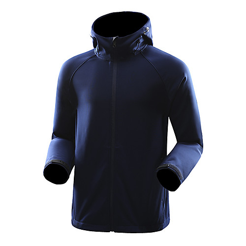 

Men's Hiking Softshell Jacket Hiking Fleece Jacket Winter Outdoor Solid Color Thermal Warm Waterproof Windproof Fleece Lining Winter Jacket Top Hunting Fishing Climbing Black [male] Coral powder
