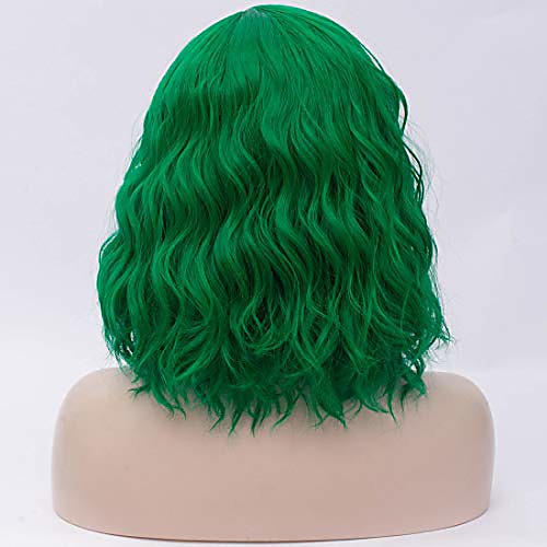 

women lolita multicolor 50cm long curly halloween cosplay wigscap (green)