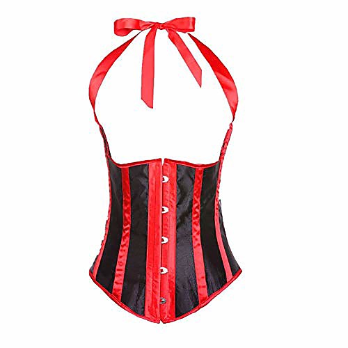 

fashion womens lace up underbust corset bustier waist training cincher body shaper plus size (red,xxxx-large)