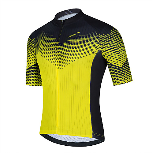 

21Grams Men's Short Sleeve Cycling Jersey Yellow Plaid Checkered Gradient Bike Jersey Top Mountain Bike MTB Road Bike Cycling Breathable Quick Dry Sports Clothing Apparel / Stretchy / Athletic