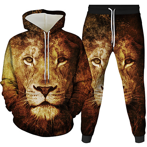 

Men's 3D Hoodies Set Graphic 3D 2 Piece Hooded Daily 3D Print Casual Hoodies Sweatshirts Long Sleeve Blue Purple Yellow