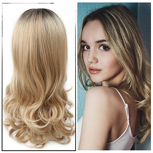 

New Wig Harajuku Black-Brown Gradient Color Mid-Point Long Curly Hair Big Wavy Pear Curly Long Hair Headgear