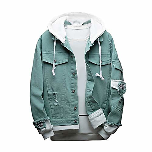 

men's fashion cowboy jacket casual and comfortable jean jacket coat green