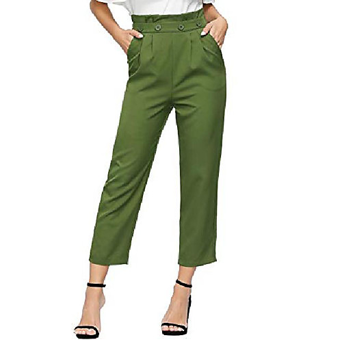 

green cropped pants for women business pants petite size s color army green