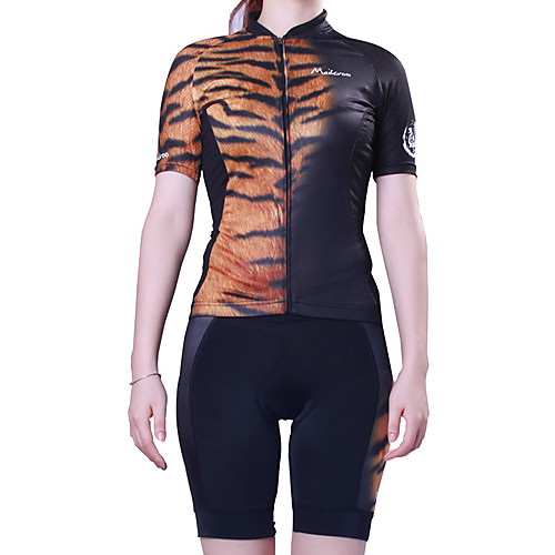 

Women's Short Sleeve Cycling Jersey with Shorts Polyester Black / Yellow Bike Clothing Suit Breathable 3D Pad Quick Dry Reflective Strips Back Pocket Sports Graphic Mountain Bike MTB Road Bike Cycling