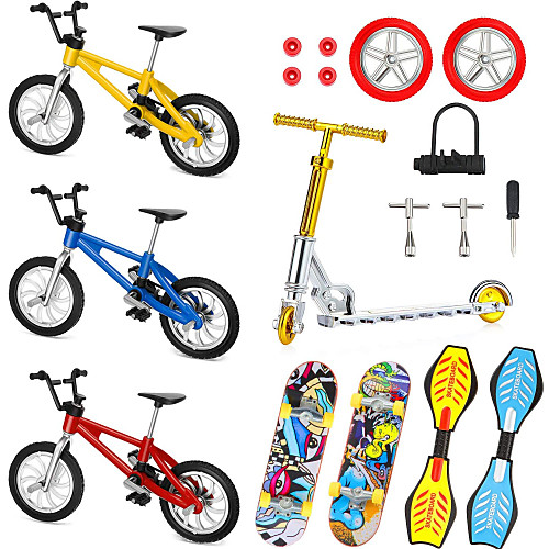 

18 pcs Finger skateboards Mini fingerboards Finger bikes Finger Toys Plastics Alloy Office Desk Toys with Replacement Wheels and Tools Party Favors Kid's Adults All Party Favors for Kid's Gifts