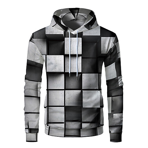 

Men's Plus Size Pullover Hoodie Sweatshirt Graphic 3D Front Pocket Round Neck Daily Weekend 3D Print 3D Print Hoodies Sweatshirts Long Sleeve Black