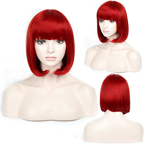 

Cosplay Costume Wig Synthetic Wig Straight Short Bob Wig Short Red Synthetic Hair 12 inch Women's Heat Resistant Red hairjoy
